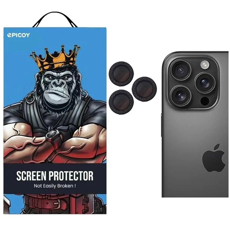 محافظ لنز دوربین گوشی اپل iPhone 16 Pro اپیکوی مدل Chelipa Acrylic-مشکی