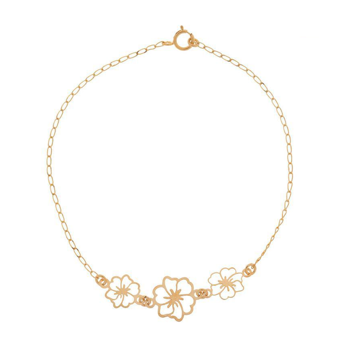 دستبند طلا زنانه طرح گل یاس سه تایی قو طلایی کد B039931-1.40 دستبند طلا زنانه طرح گل یاس سه تایی قو طلایی کد B039931-1.40