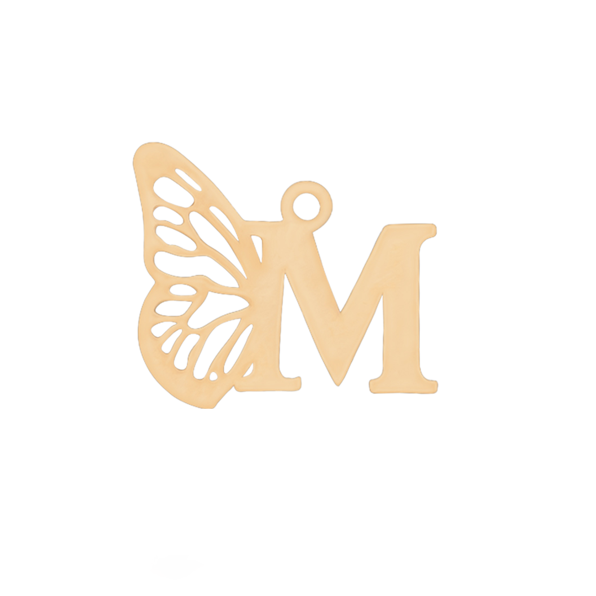 پلاک طلا زنانه طرح حرف M با بال پروانه-1.00