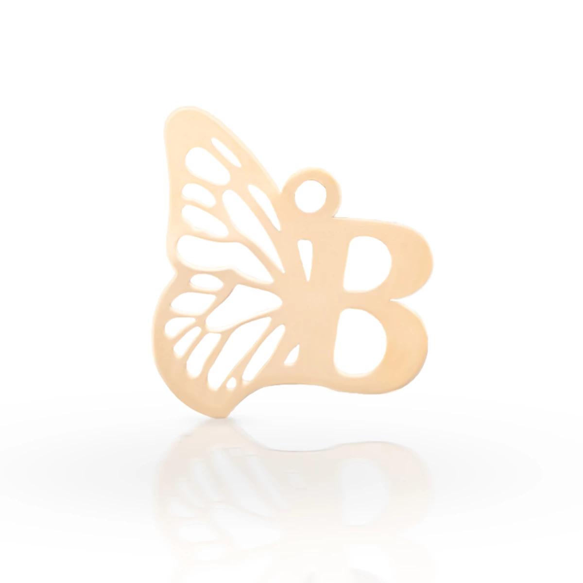 پلاک طلا زنانه طرح حرف B با بال پروانه-510