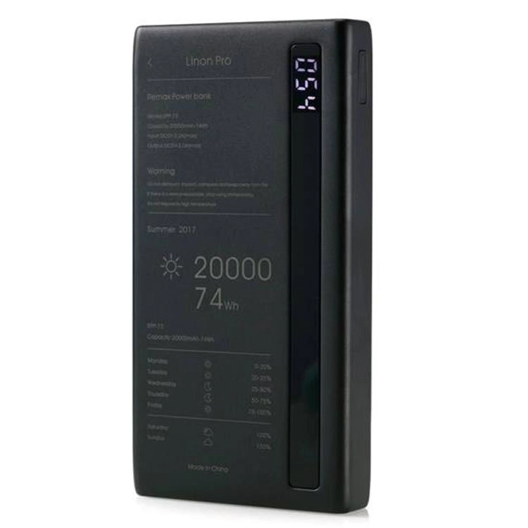 پاور بانک ریمکس مدل RPP-73 Linon Pro با ظرفیت 20000 میلی آمپر ساعت