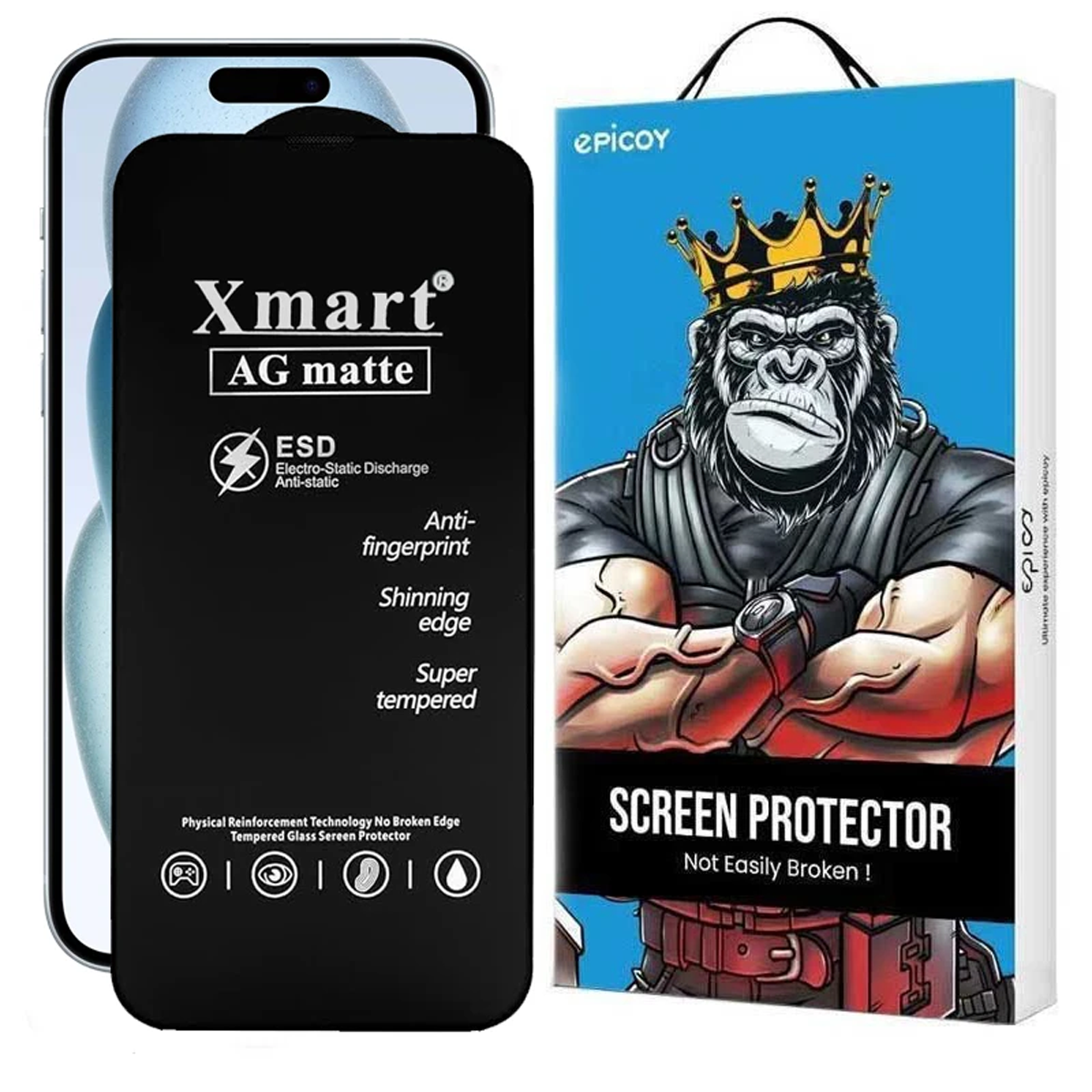 گلس گوشی مات اپل iphone 16/15/14 Pro اپیکوی مدل Xmart Ag Matte