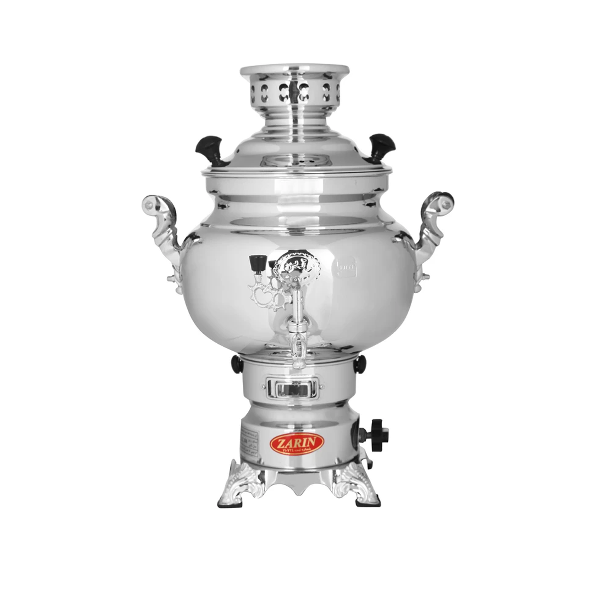 سماور گازی زرین مدل نگین ظرفیت 5 لیتر-نقره‌ای