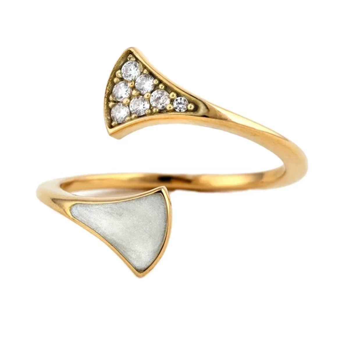 انگشتر طلا 18 عیار زنانه بان گالری مدل شکوفه لوتوس سایز 52-2.35