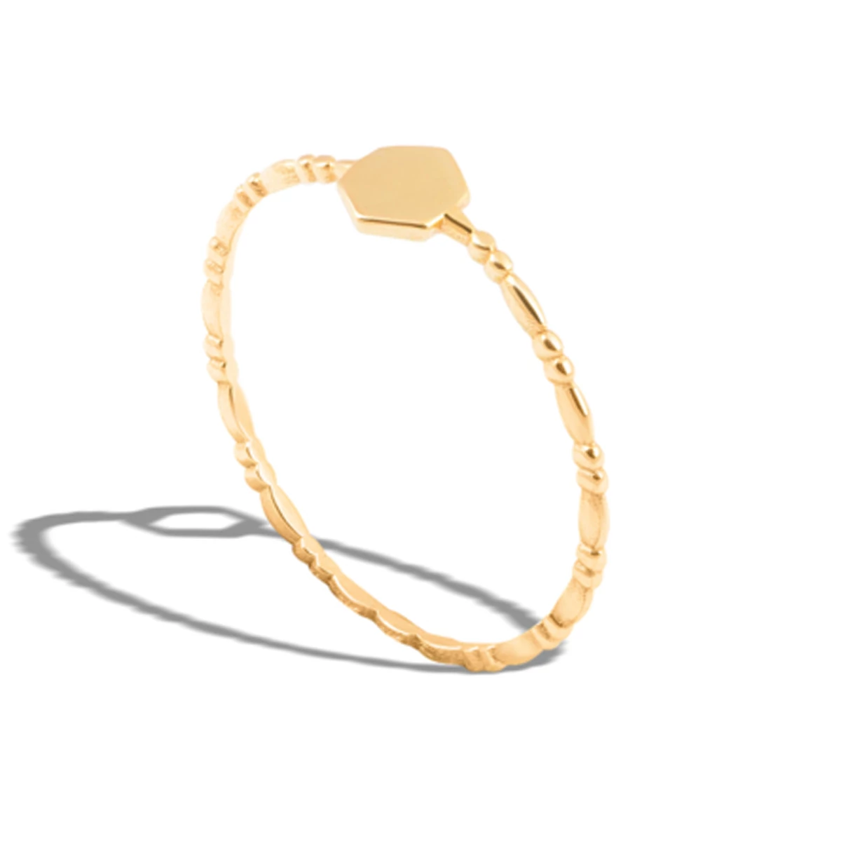 انگشتر طلا 18 عیار زنانه مدل شش ضلعی توپر کد WA1095 سایز 54-0.62