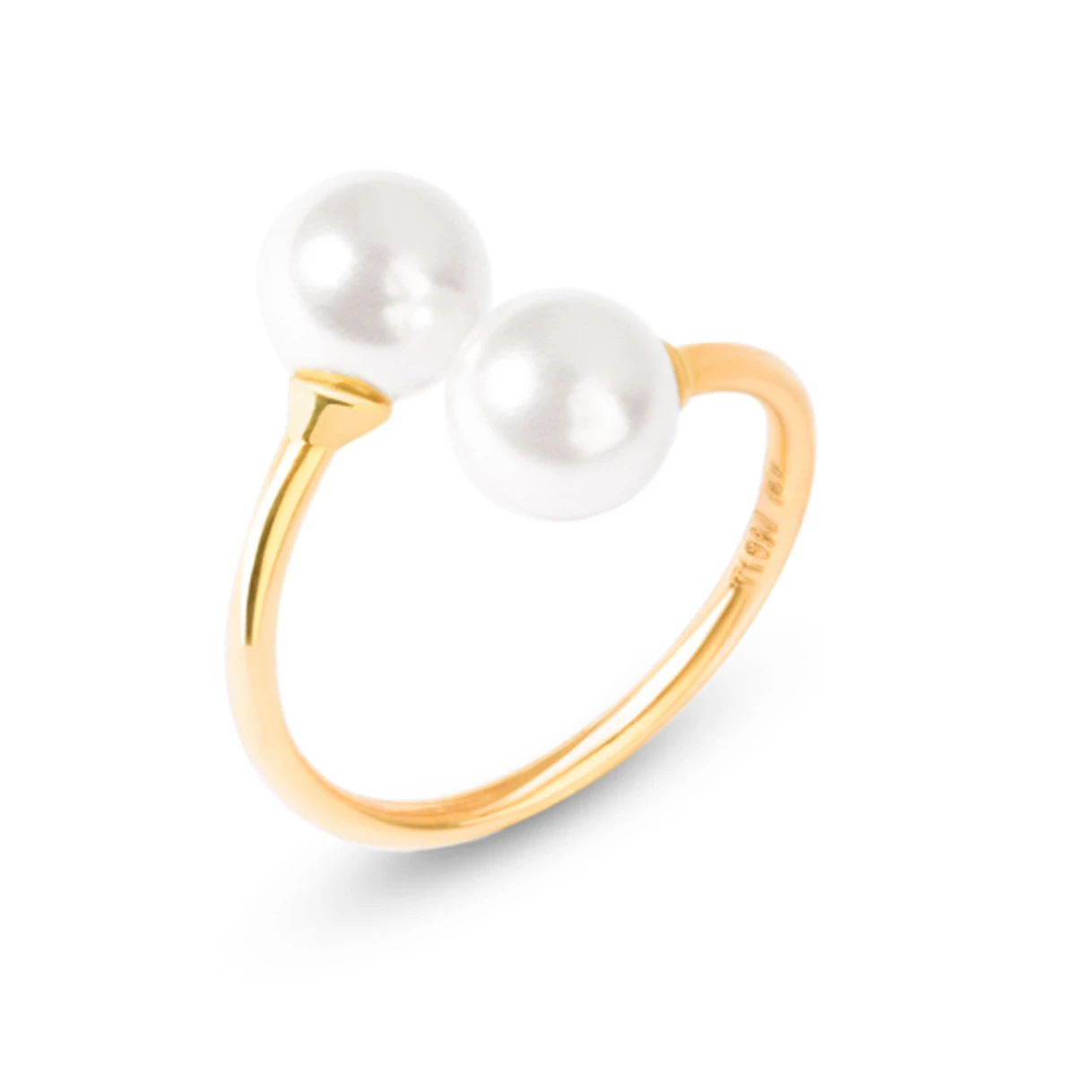 انگشتر طلا 18 عیار زنانه مدل مروارید سایز 54-0.99