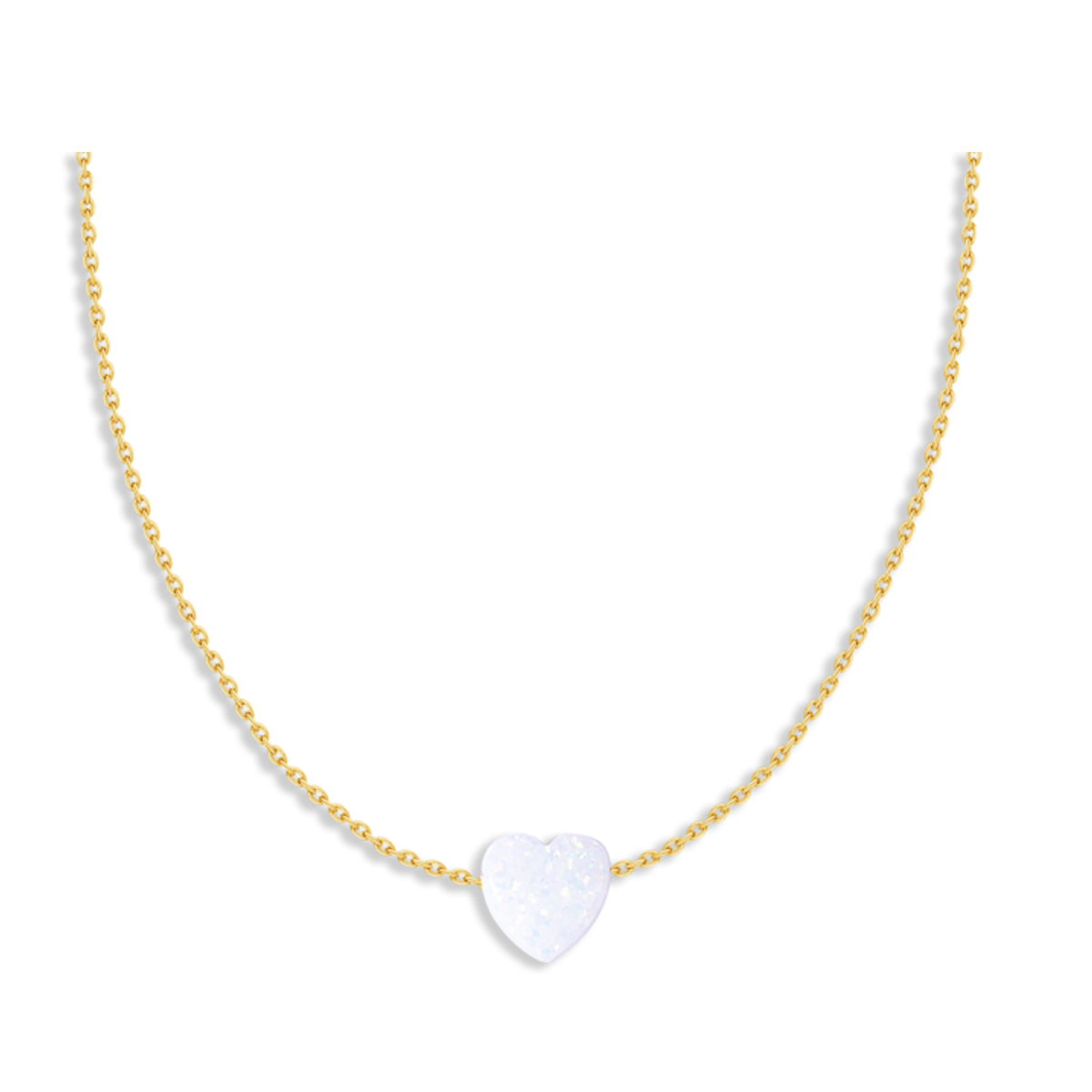 گردنبند طلا زنانه مدل اپال قلب سفید-0.58