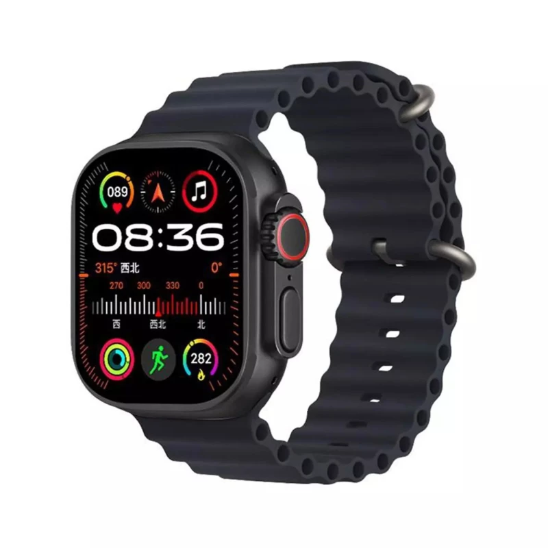 ساعت هوشمند ویسمی مدل WS-80 ULTRA 2-بدنه تیتانیوم بند مشکی