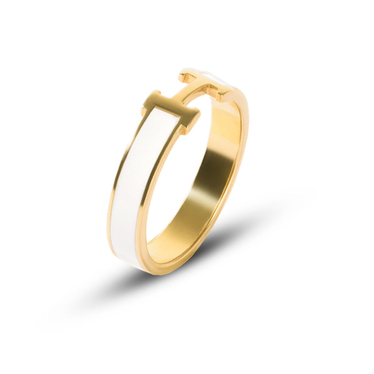 انگشتر طلا 18 عیار زنانه مدل هرمس سفید سایز 53