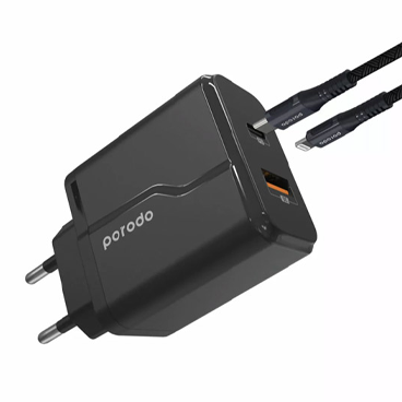 شارژر دیواری پرودو مدل PD-18PDEUL به همراه کابل تبدیل USB-C به Lightning