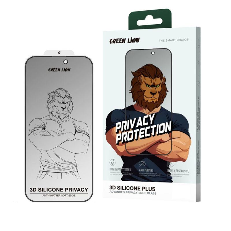 محافظ صفحه نمایش حریم شخصی گوشی اپل iPhone 15 گرین لاین مدل 3D Silicone Plus Privacy 