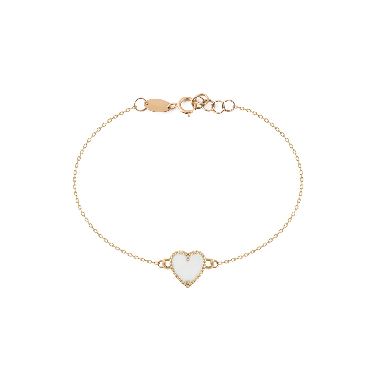 دستبند طلا زنانه بان گالری مدل قلب ونکلیف سفید صدفی-1.20