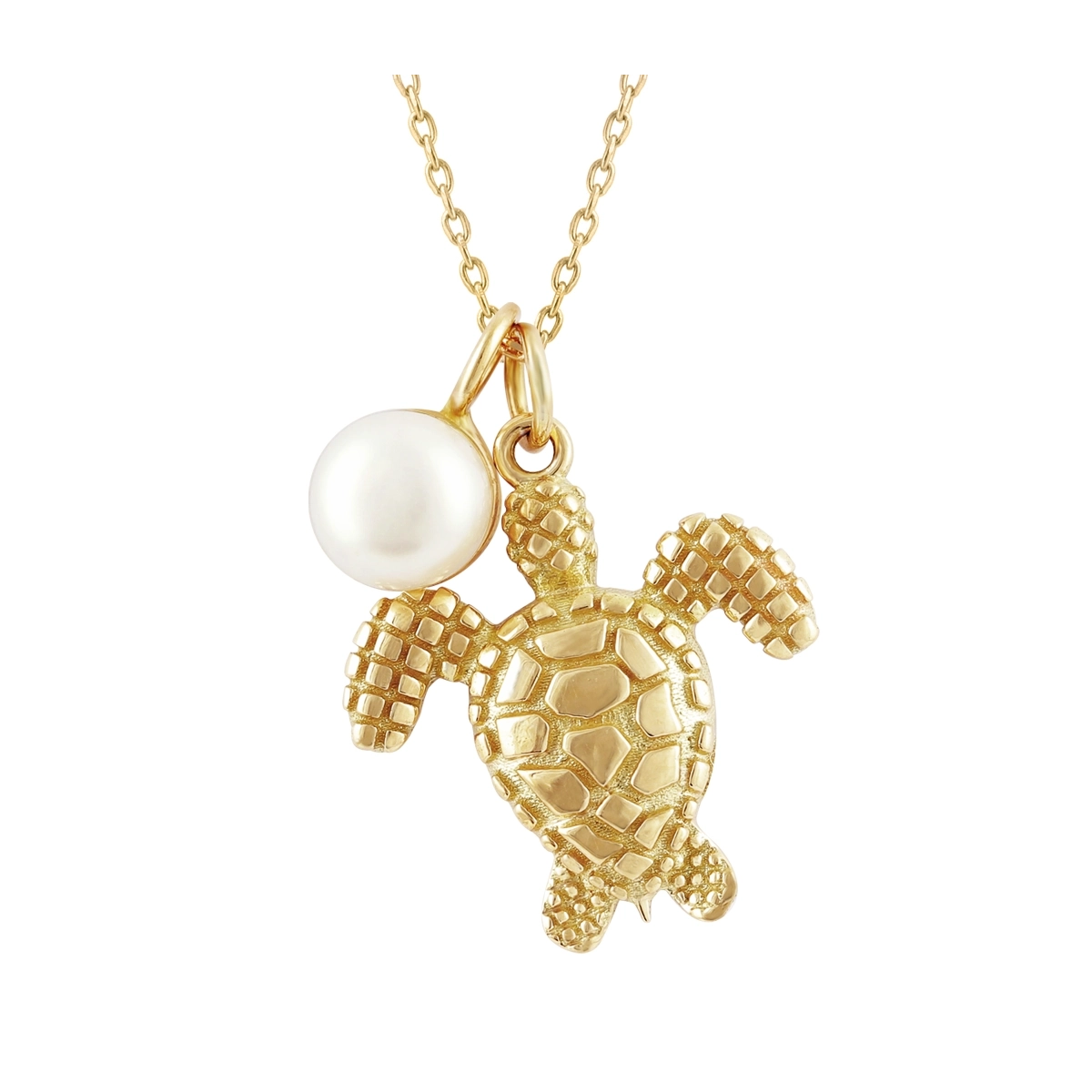 گردنبند طلا زنانه بان گالری مدل لاکپشت و مروارید طبیعی-2.55