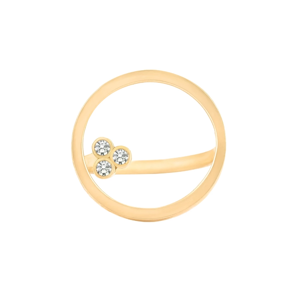 انگشتر طلا 18 عیار زنانه بان گالری مدل دایره سه سنگ سایز 52-2.74