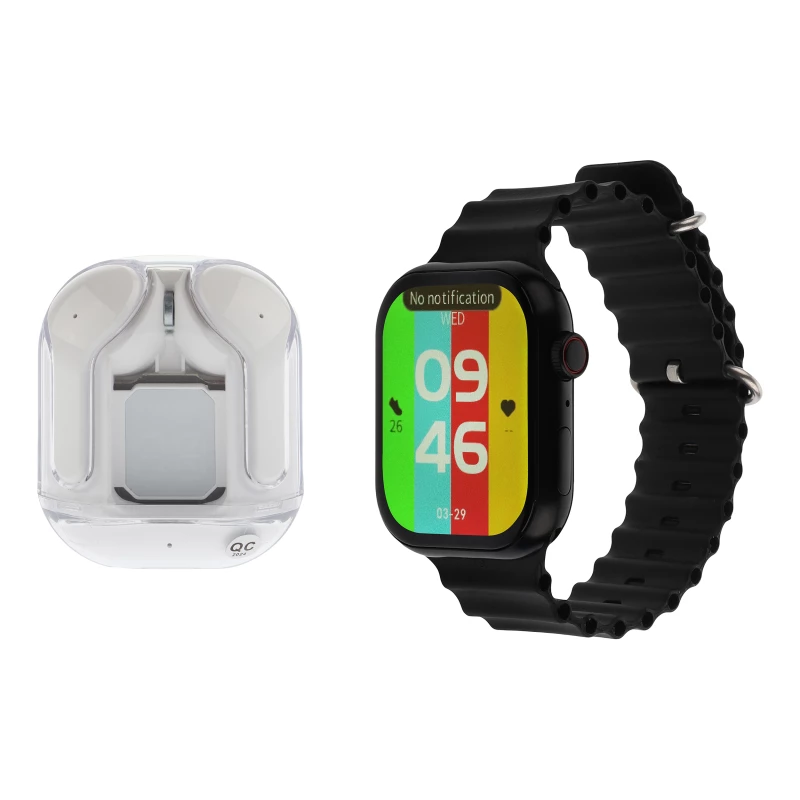 ساعت هوشمند ویسمی مدل WS-X17 به همراه هندزفری بلوتوثی-بدنه صورتی بند صورتی