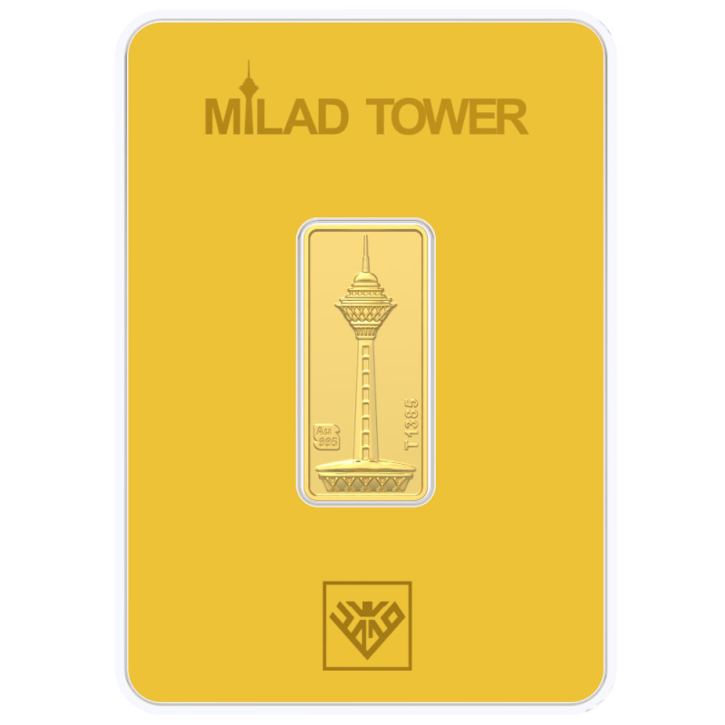 شمش طلا 24 عیار طلای محمد مدل برج میلاد کد SM1000-1.00