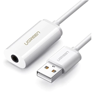 کابل تبدیل USB به جک 3.5 میلی متری صدا یوگرین US206 مدل 30712-سفید