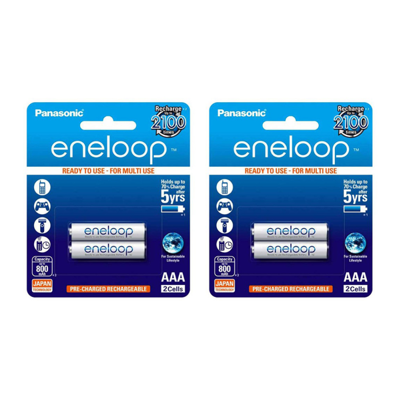 باتری نیم قلمی قابل شارژ پاناسونیک مدل eneloop 800mAh بسته 4 عددی