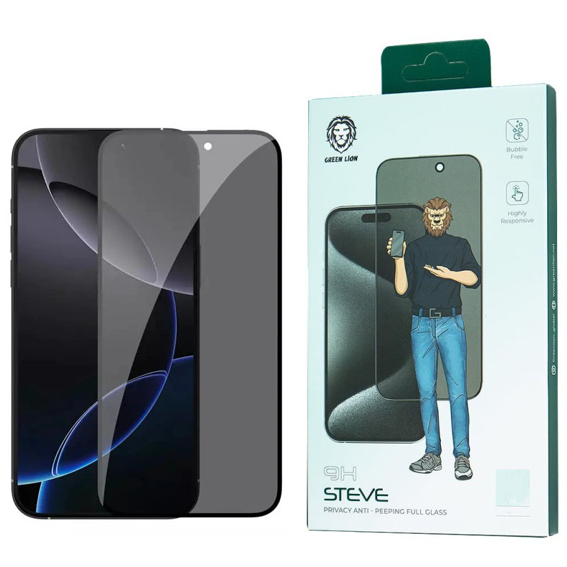 محافظ صفحه نمایش حریم خصوصی گرین لاین مدل 9H Steve privacy مناسب برای گوشی موبایل اپل iphone 15 Pro Max