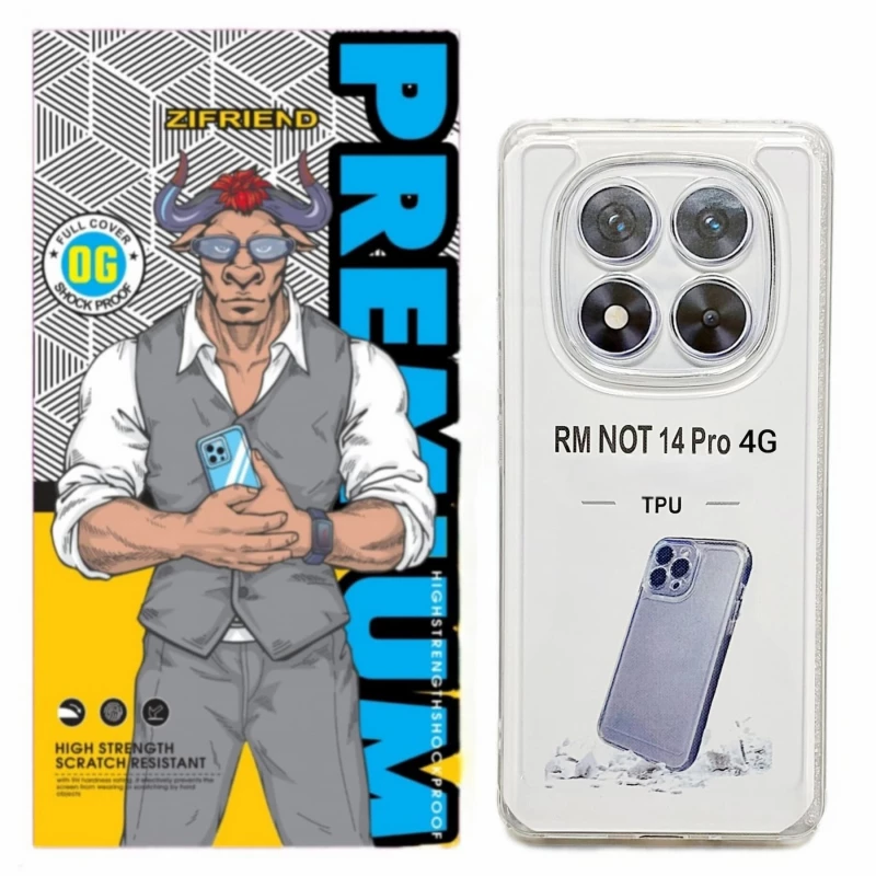 کاور گوشی شیائومی Redmi Note 14 Pro 4G زیفرند مدل ژله ای محافظ لنز دار-بی رنگ شفاف