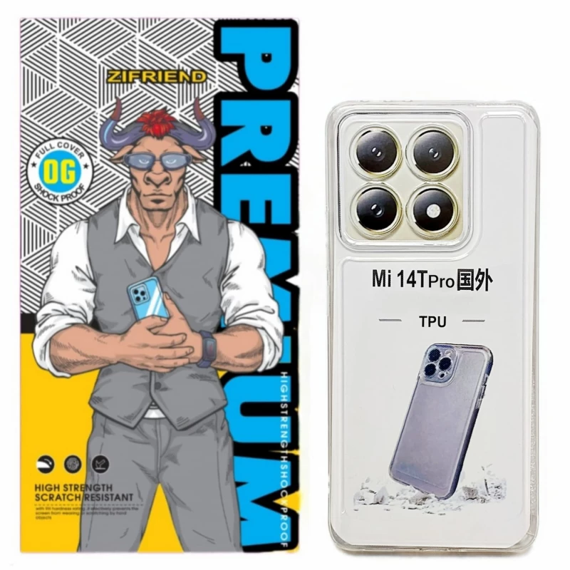 کاور گوشی شیائومی 14T Pro زیفرند مدل ژله ای محافظ لنز دار-بی رنگ شفاف