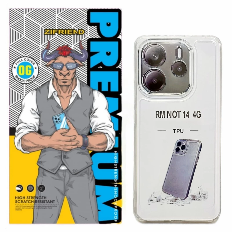 کاور گوشی شیائومی Redmi Note 14 4G زیفرند مدل ژله ای محافظ لنز دار-بی رنگ شفاف