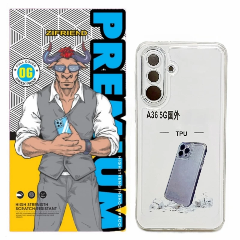 کاور گوشی سامسونگ  Galaxy A36 5G زیفرند مدل ژله ای محافظ لنز دار-بی رنگ شفاف