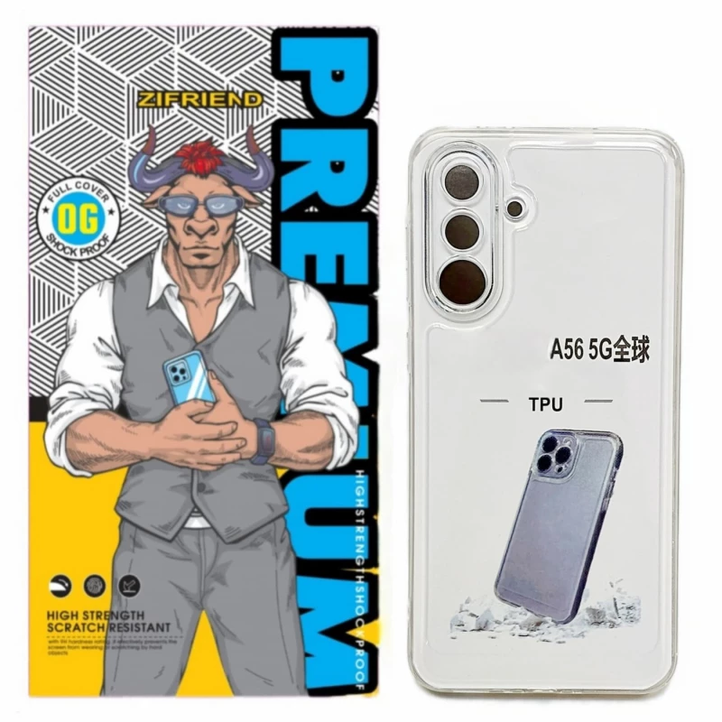 کاور گوشی سامسونگ Galaxy A56 5G زیفرند مدل ژله ای محافظ لنز دار-بی رنگ شفاف