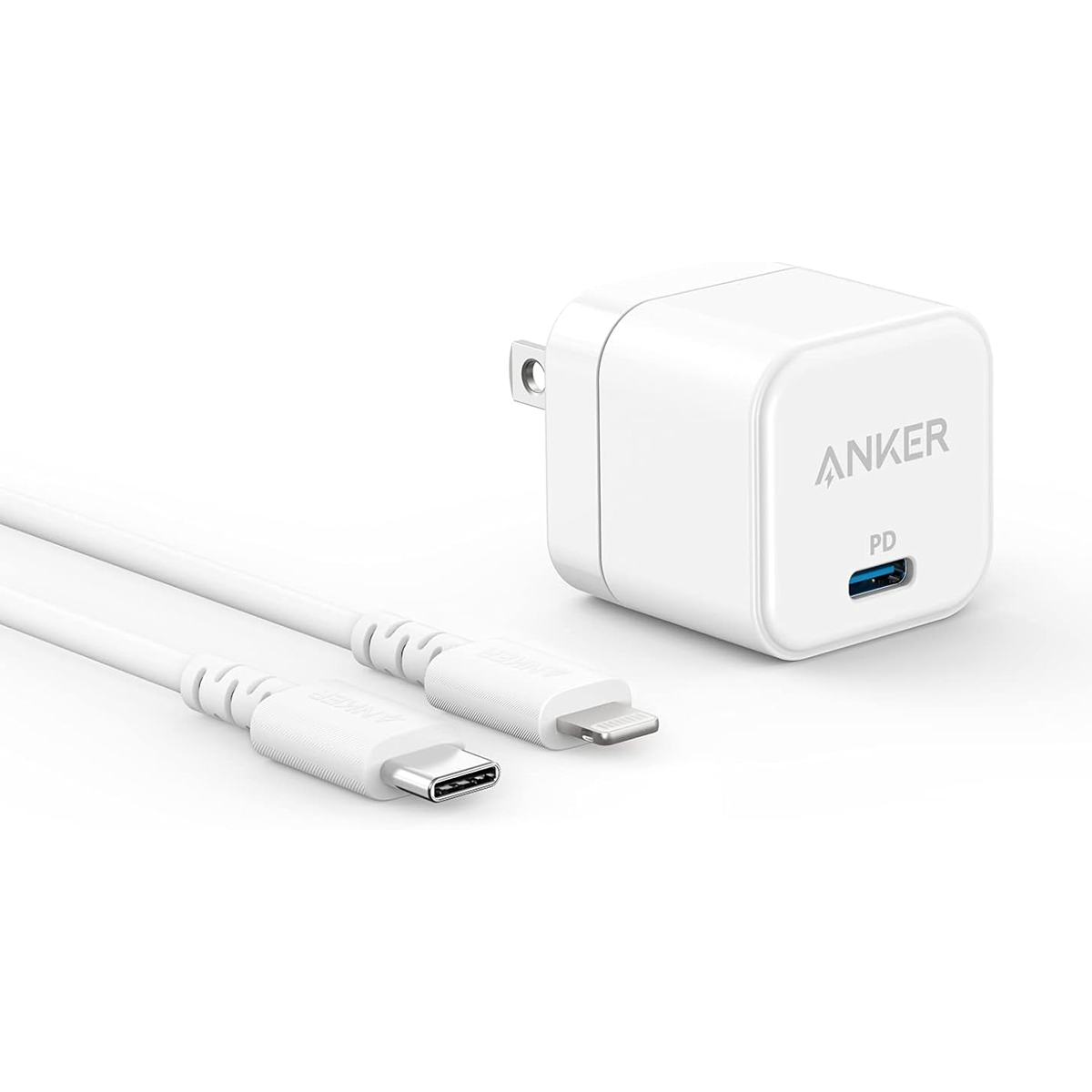 شارژر دیواری انکر مدل PowerPort III A2149 توان 20 وات به همراه کابل تایپ سی به لایتنینگ