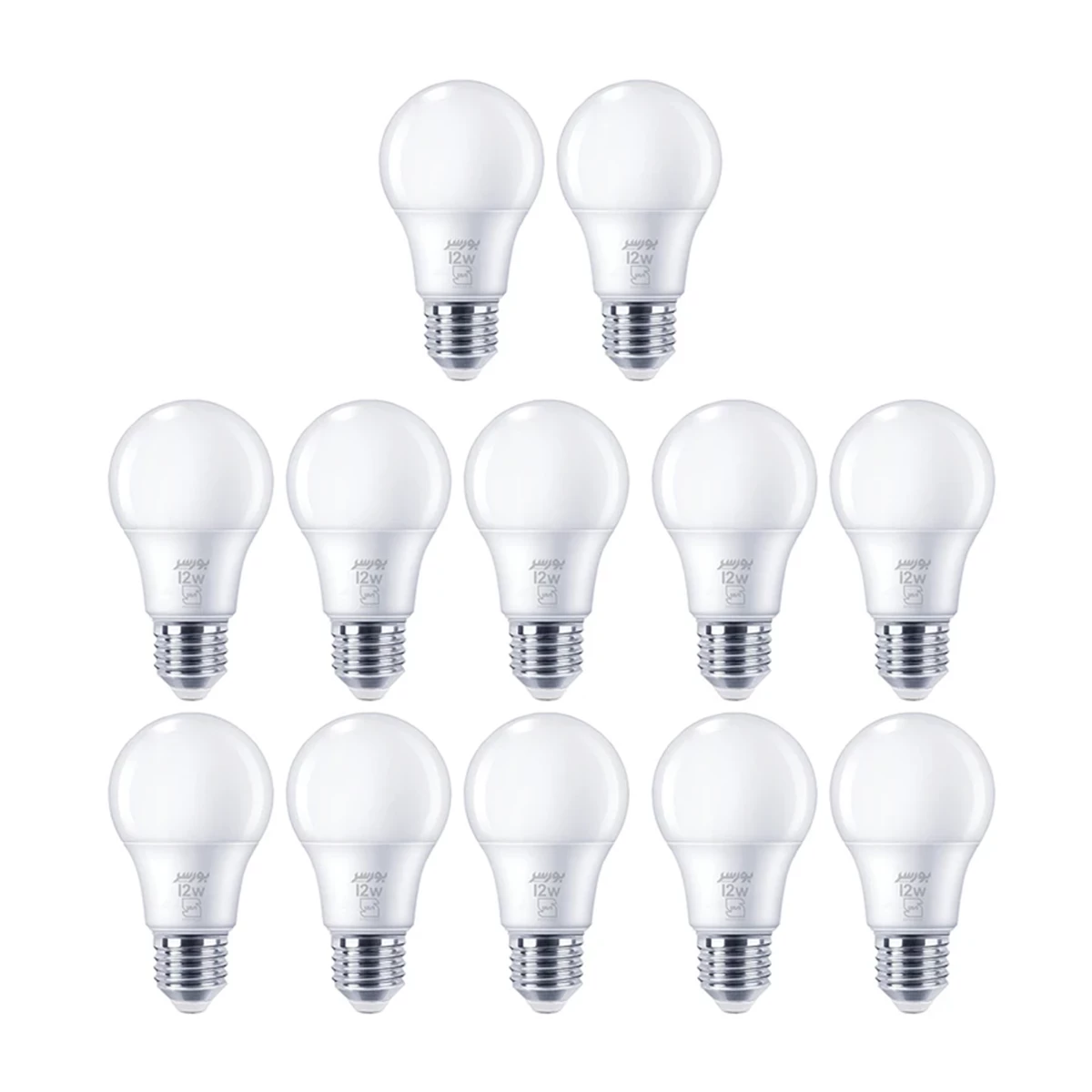 لامپ LED حبابی 12 وات بورسر مدل A65 پایه E27 پک 12 عدد-آفتابی