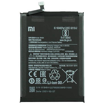 باتری گوشی شیائومی Redmi Note 9 کد فنی BN54-مشکی