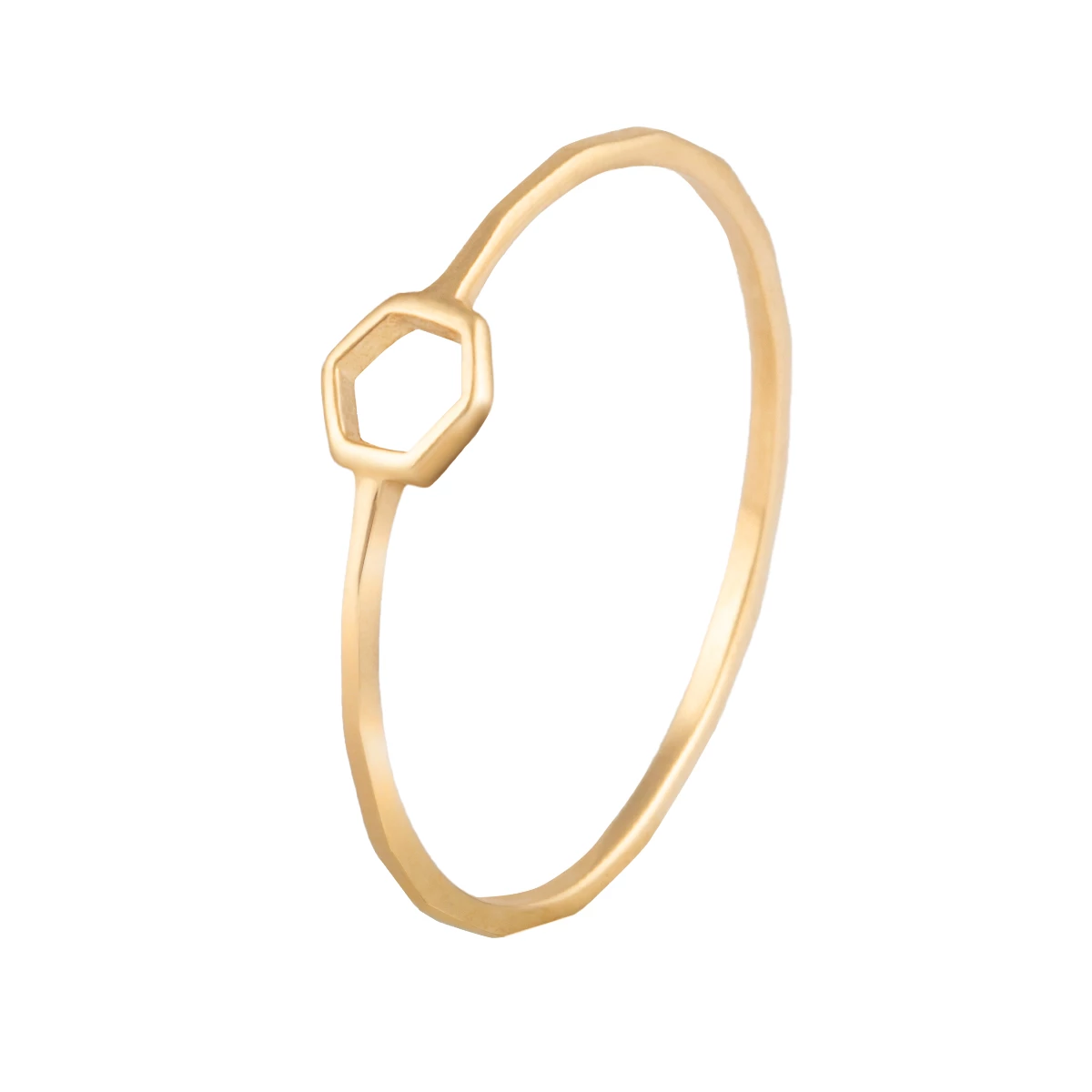 انگشتر طلای زنانه 18 عیار بان گالری مدل مینیمال هگزا توخالی همرد-0.54