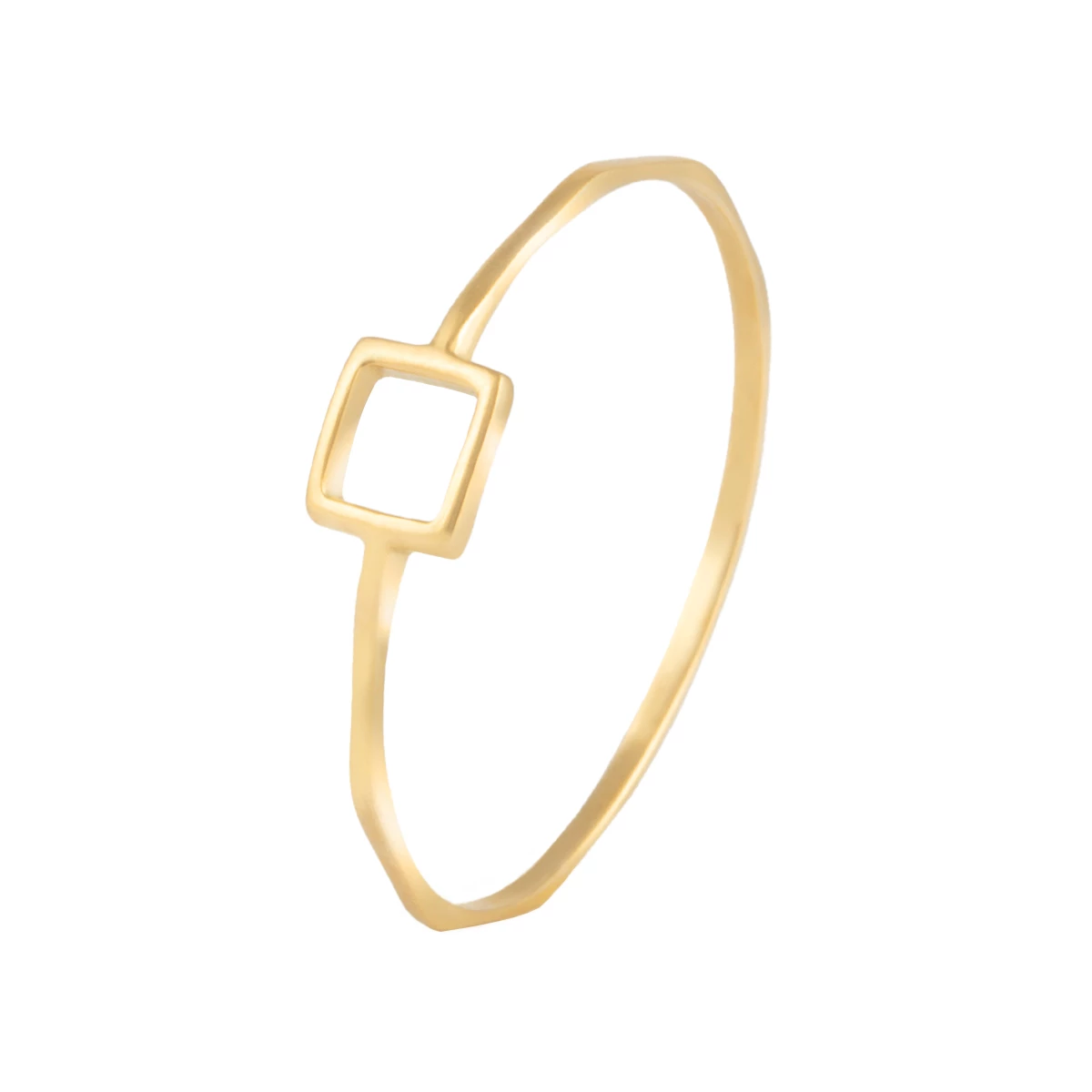 انگشتر طلای زنانه 18 عیار بان گالری مدل مینیمال مربع توخالی همرد-0.57