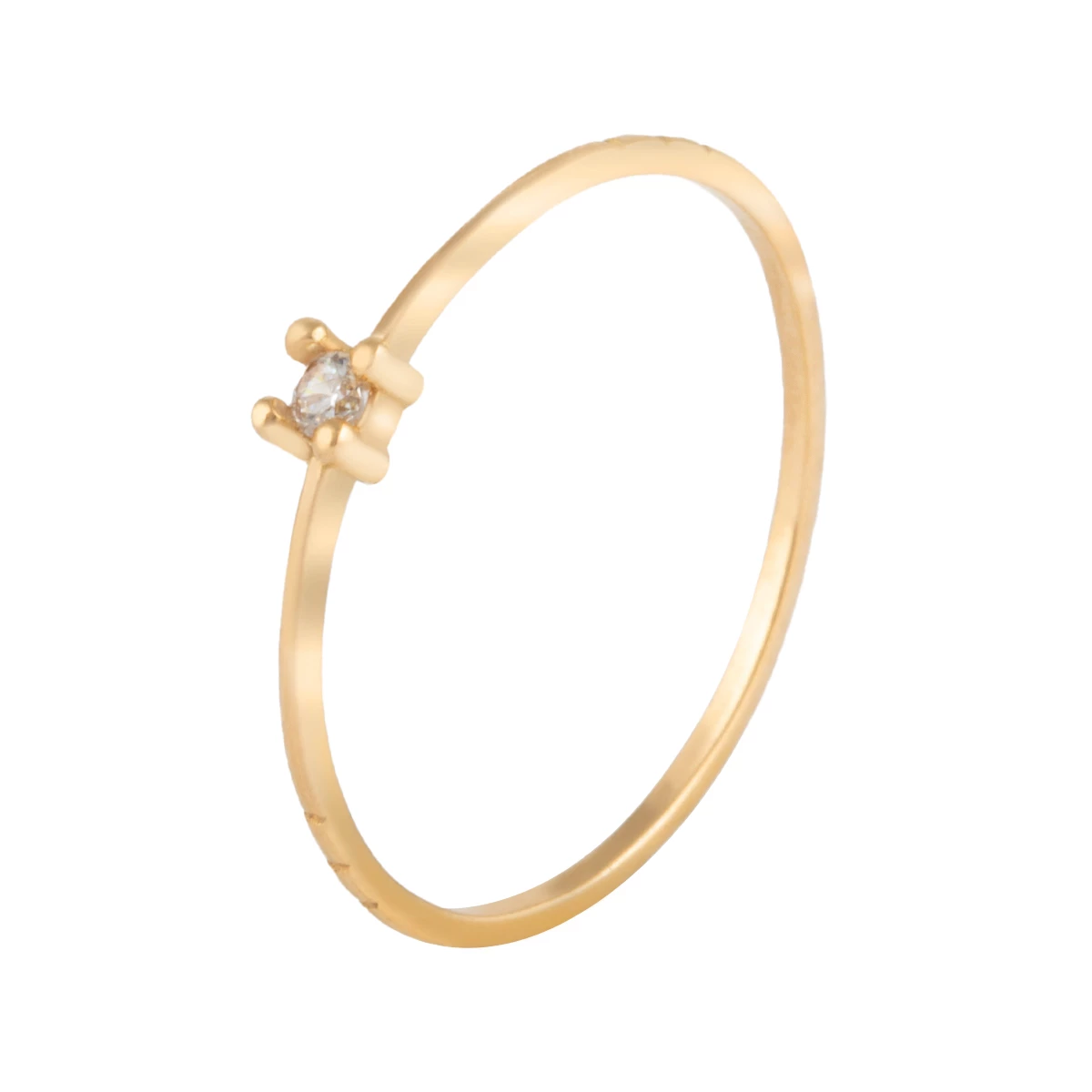 انگشتر طلای زنانه 18 عیار بان گالری مدل سولیتر سه خط سفید-0.67