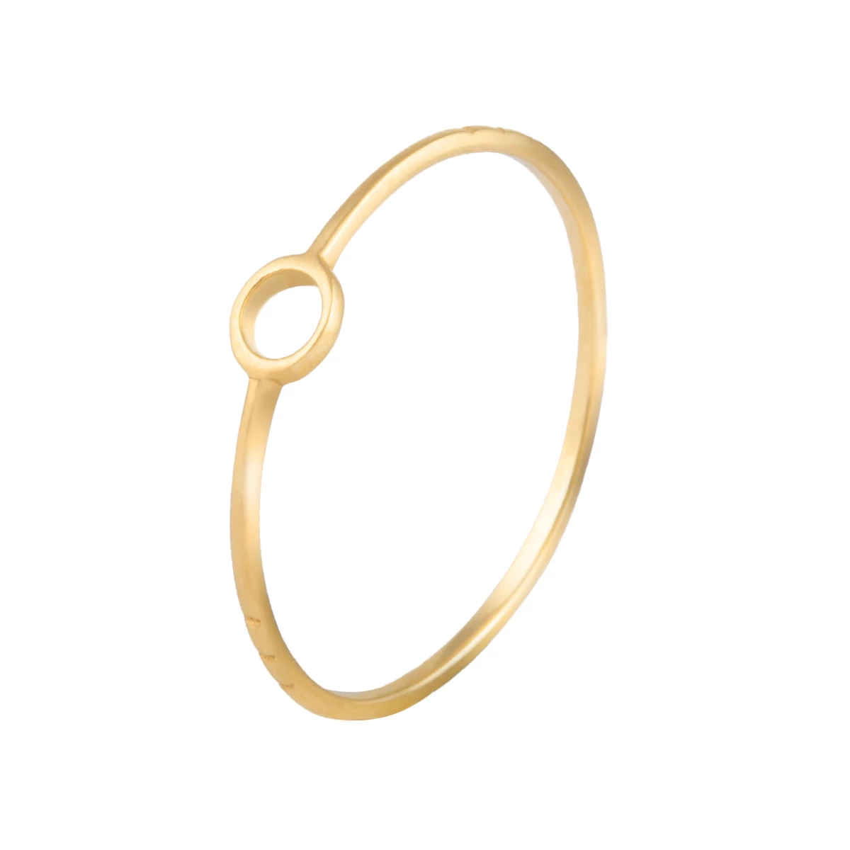 انگشتر طلای زنانه 18 عیار بان گالری مدل مینیمال دایره توخالی سه خط-0.53