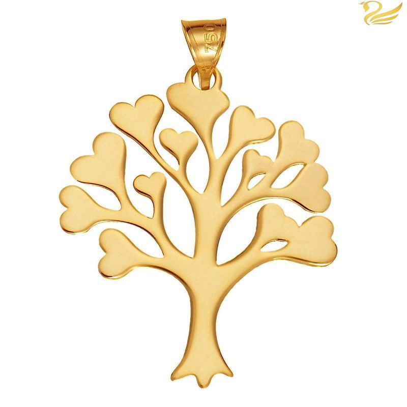 پلاک طلا 18عیار زنانه طرح درخت و قلب