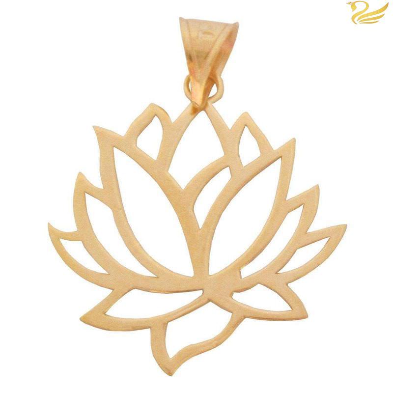 پلاک طلا 18عیار زنانه طرح گل نیلوفر