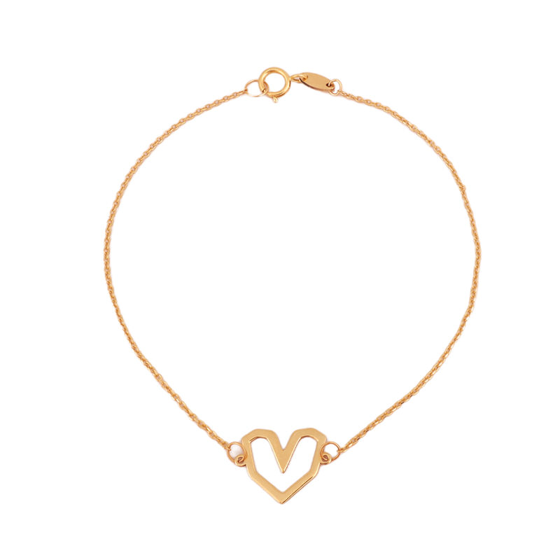 دستبند طلا 18 عیار طرح قلب جذاب