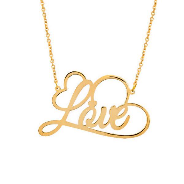 گردنبند طلا 18عیار زنانه طرح لاو و قلب