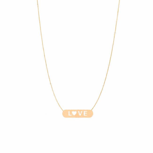 گردنبند طلا 18عیار زنانه طرح لاو مستطیلی