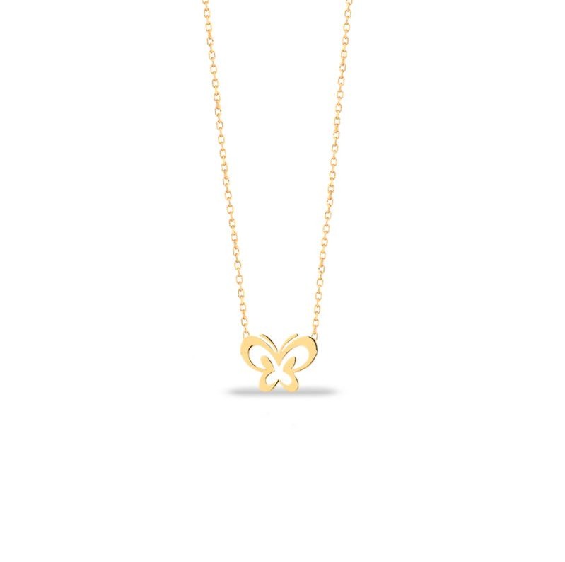 گردنبند طلا 18 عیار طرح پروانه ملکه