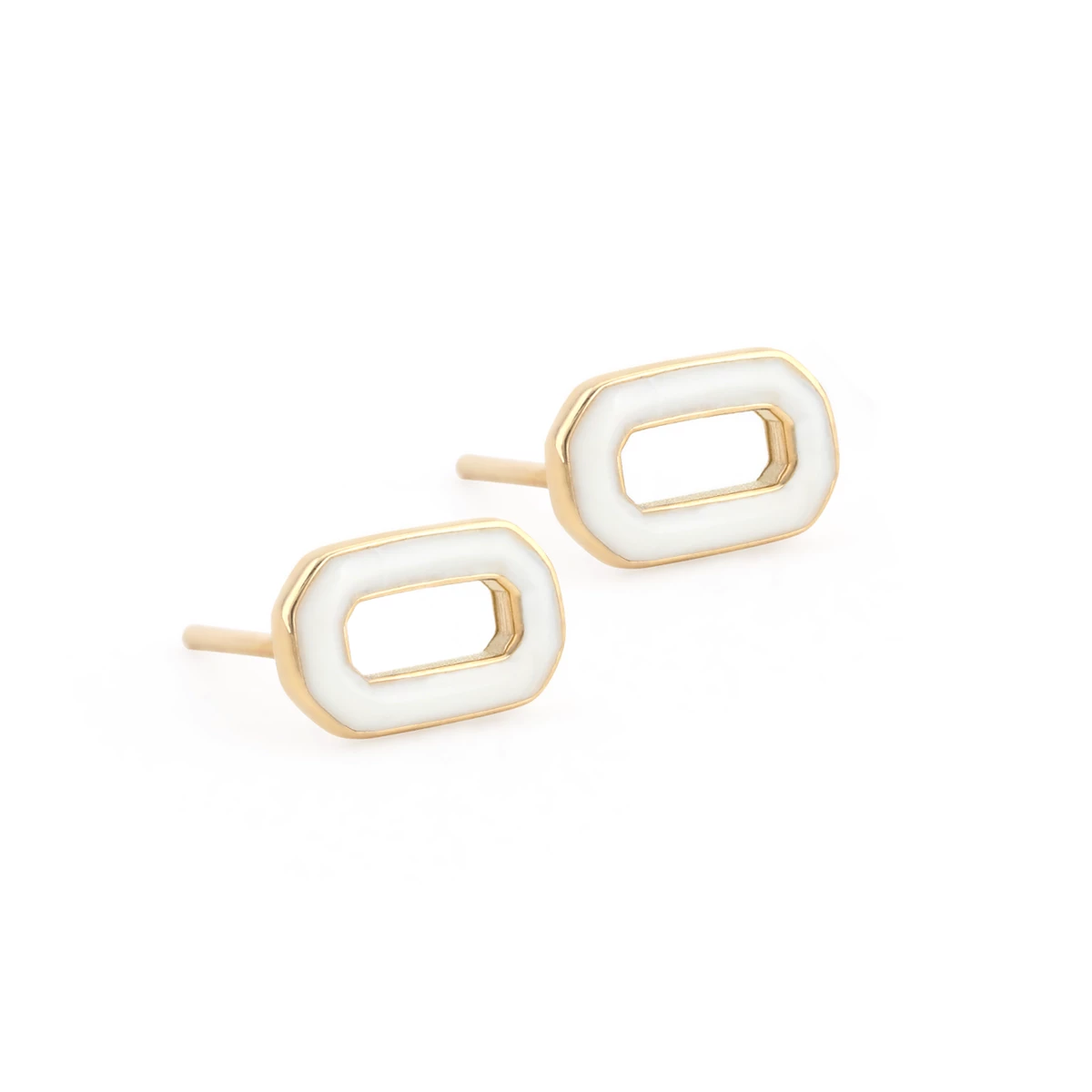 گوشواره طلای 18 عیار بان گالری مدل اکتان سفید-1.37