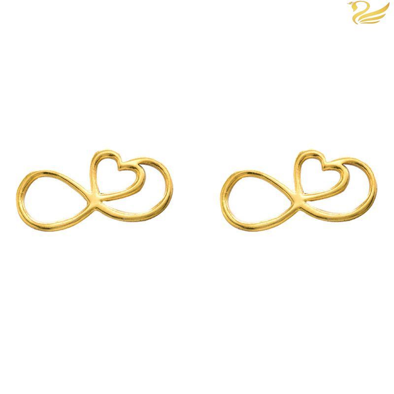 گوشواره طلا 18عیار طرح بی نهایت و قلب