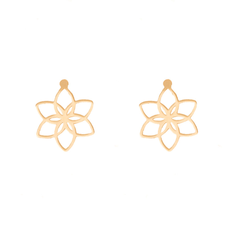 گوشواره میخی طلا 18 عیار طرح گل لوتوس