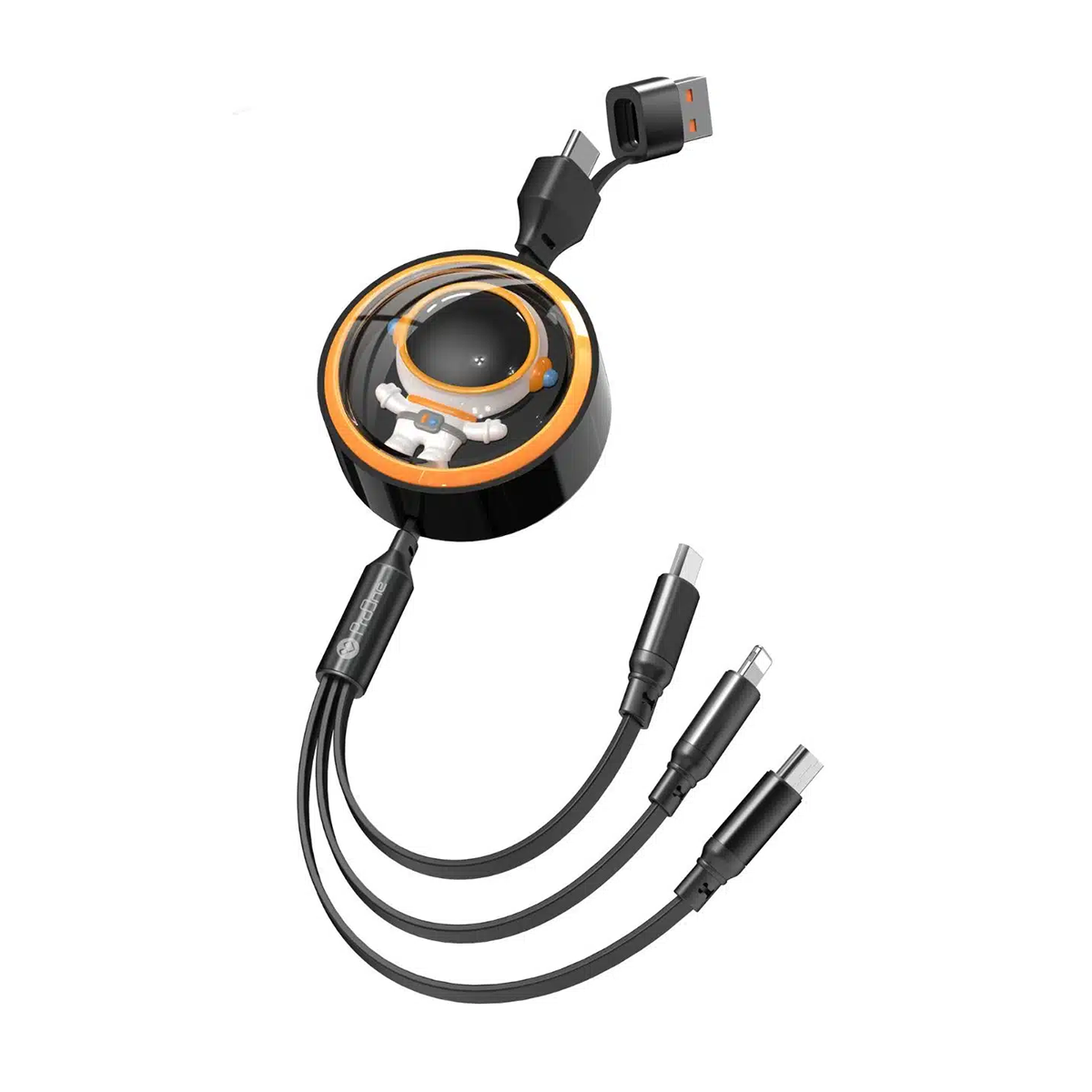 کابل لایتنینگ / تایپ سی / micro-USB پرووان مدل PCC128R طول 1.2 متر-مشکی