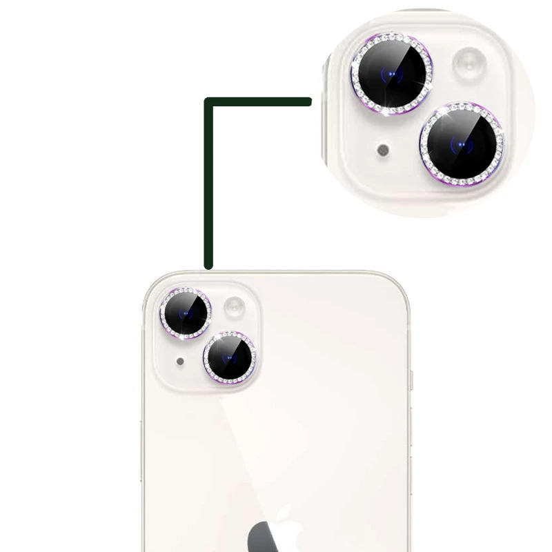 محافظ لنز دوربین گوشی اپل iPhone 14 Plus / 14 گرین مدل Diamond -طلایی