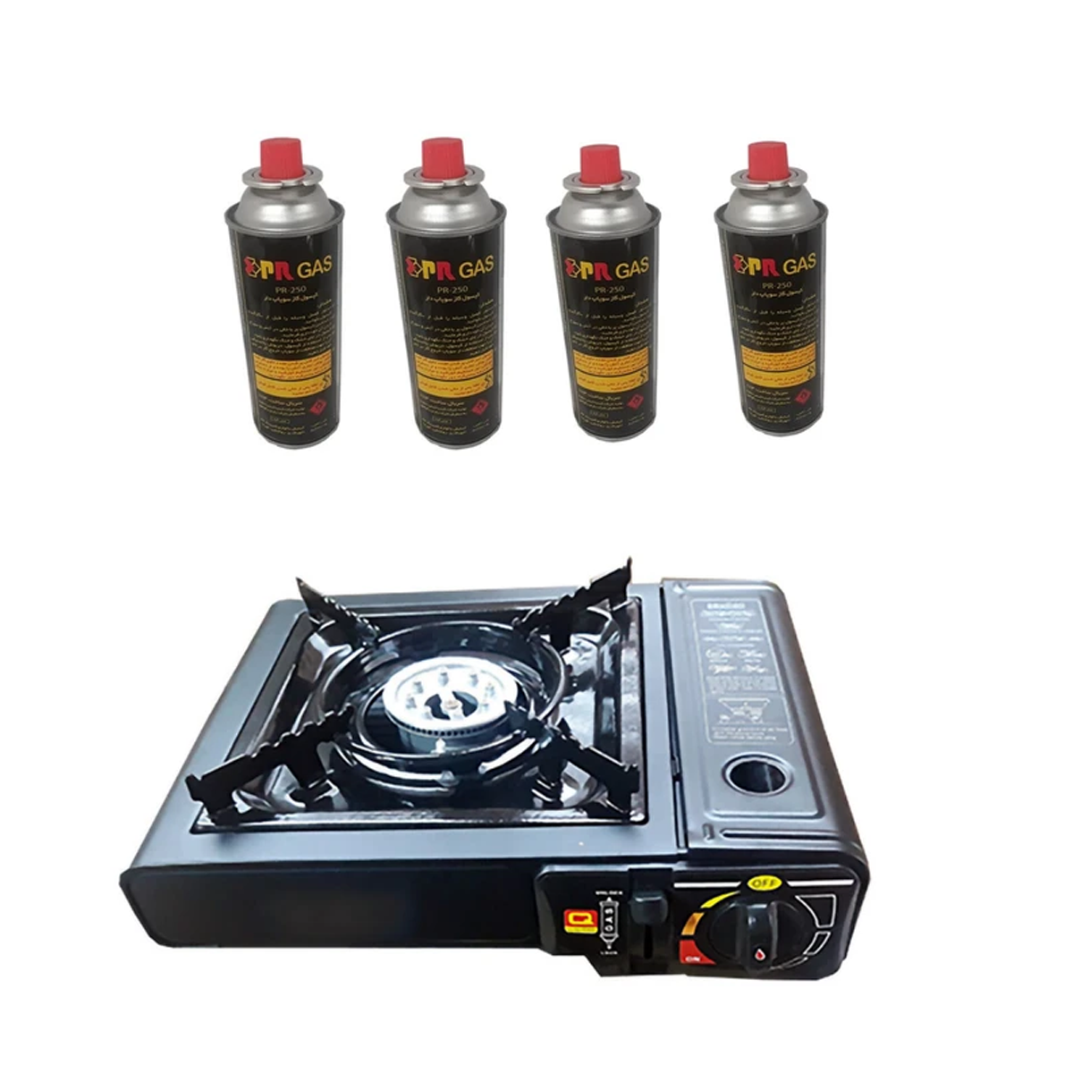  اجاق سفری پارس رگولاتور مدل 6499 به همراه کپسول گاز سفری بسته 4 عددی