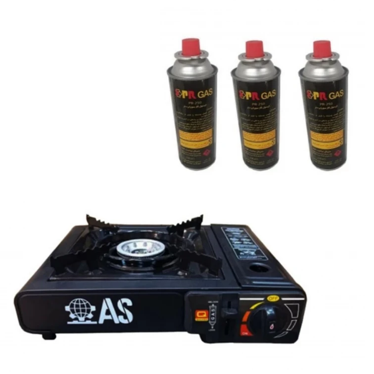 اجاق سفری مدل AS به همراه سه عدد کپسول گاز سفری