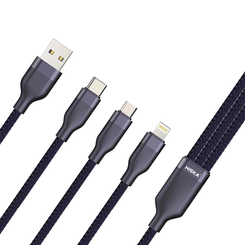 کابل لایتنینگ - MicroUSB و تایپ سی هیسکا مدل LX-32 طول 1.2 متر