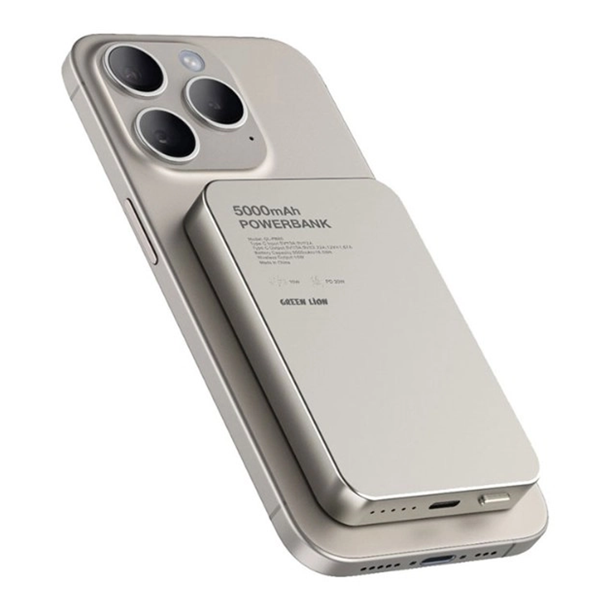 پاوربانک گرین لاین مدل GL-MAG 5 ظرفیت 5000 میلی آمپر ساعت-بژ